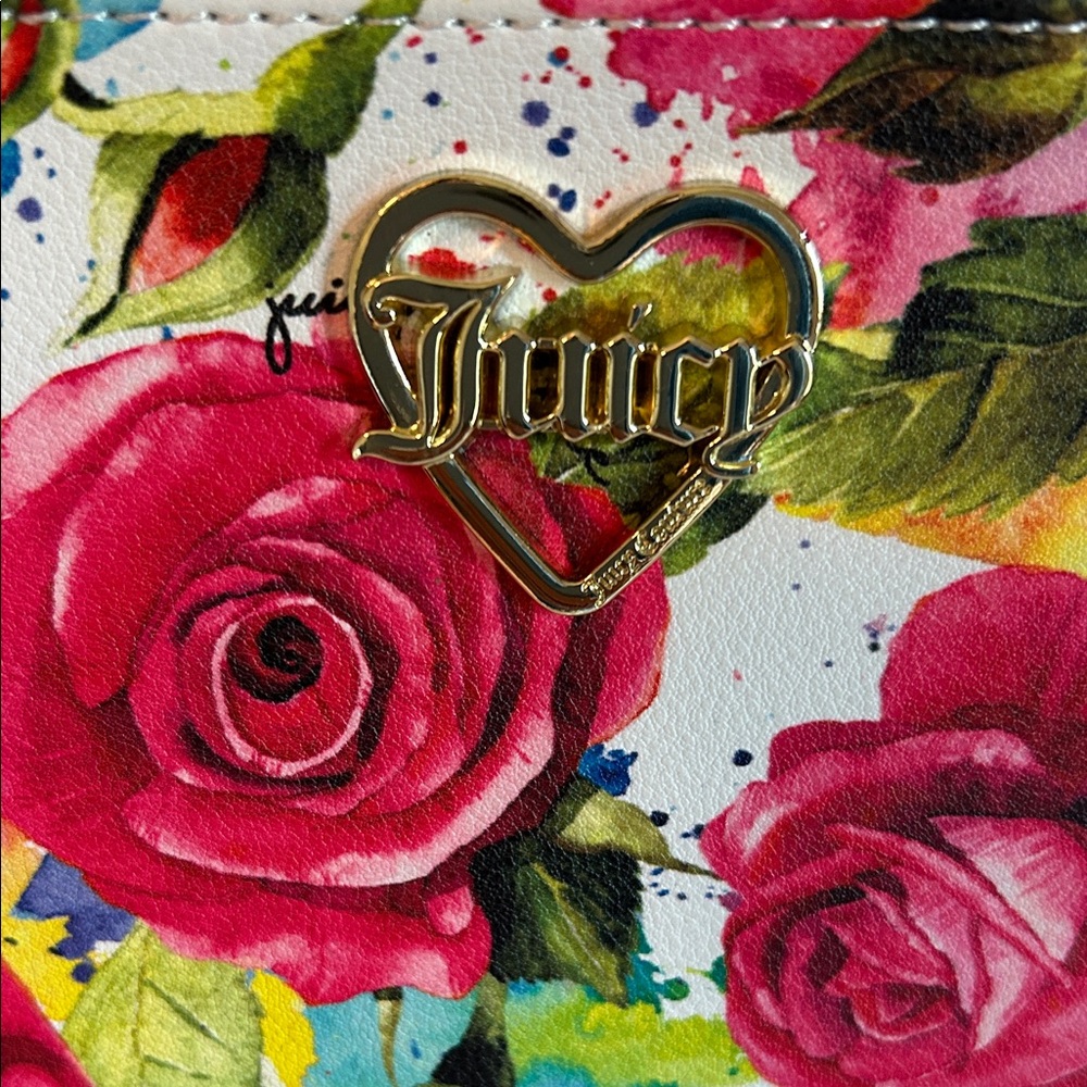 Juicy Couture Rose Print Clutch - Pink and Green - Picture 2 of 14